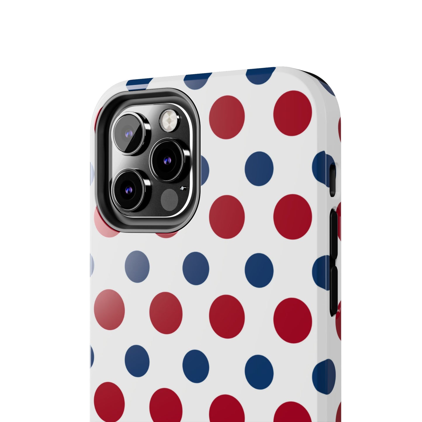 Patriotic Navy, White, and Red Polka Dot iPhone Case