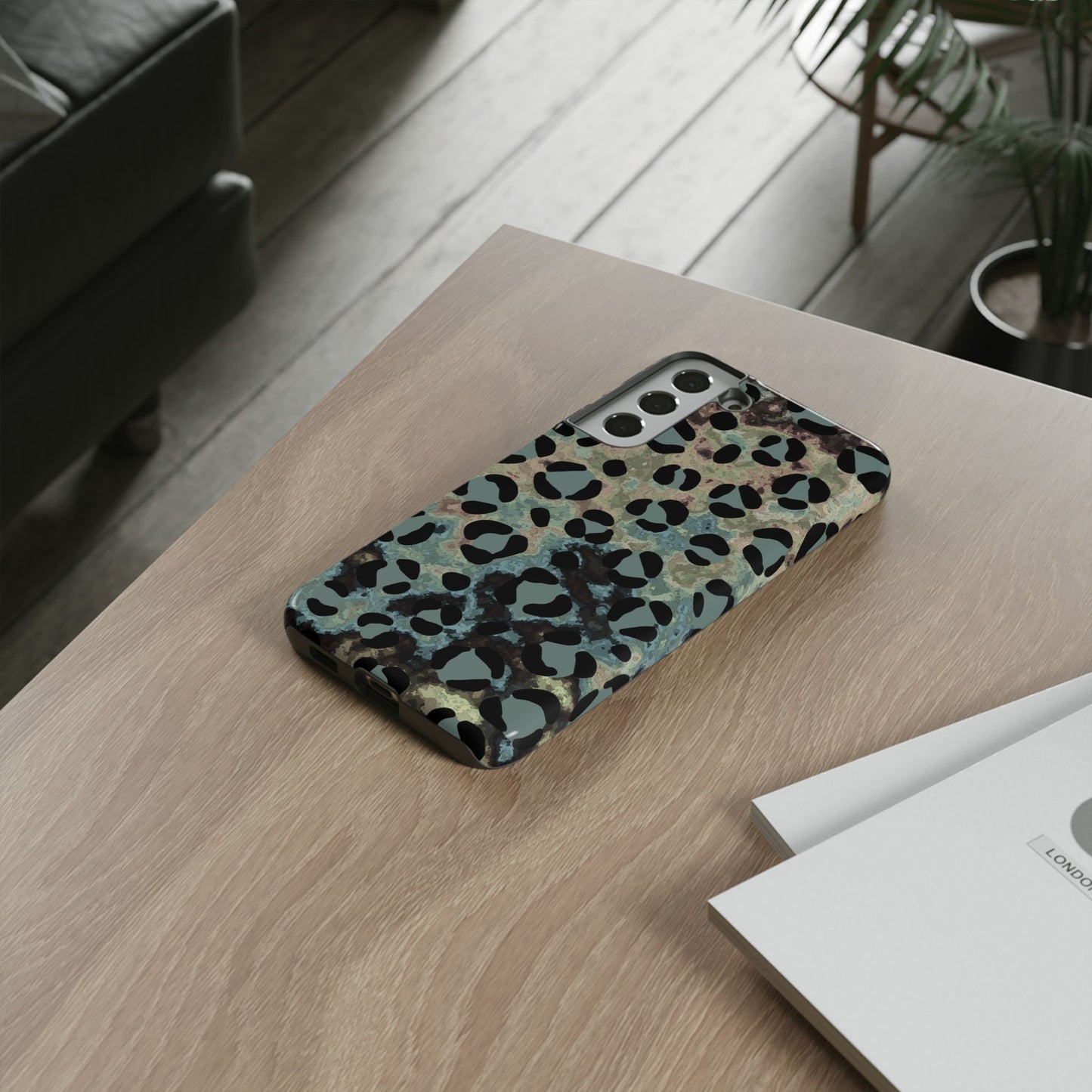 Moody Watercolor Leopard Print Tough Samsung Galaxy Case – Earthy Abstract Pattern with Dual-Layer Protection