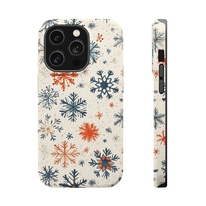 Rustic Orange and Blue Snowflake Pattern – MagSafe iPhone Series Case