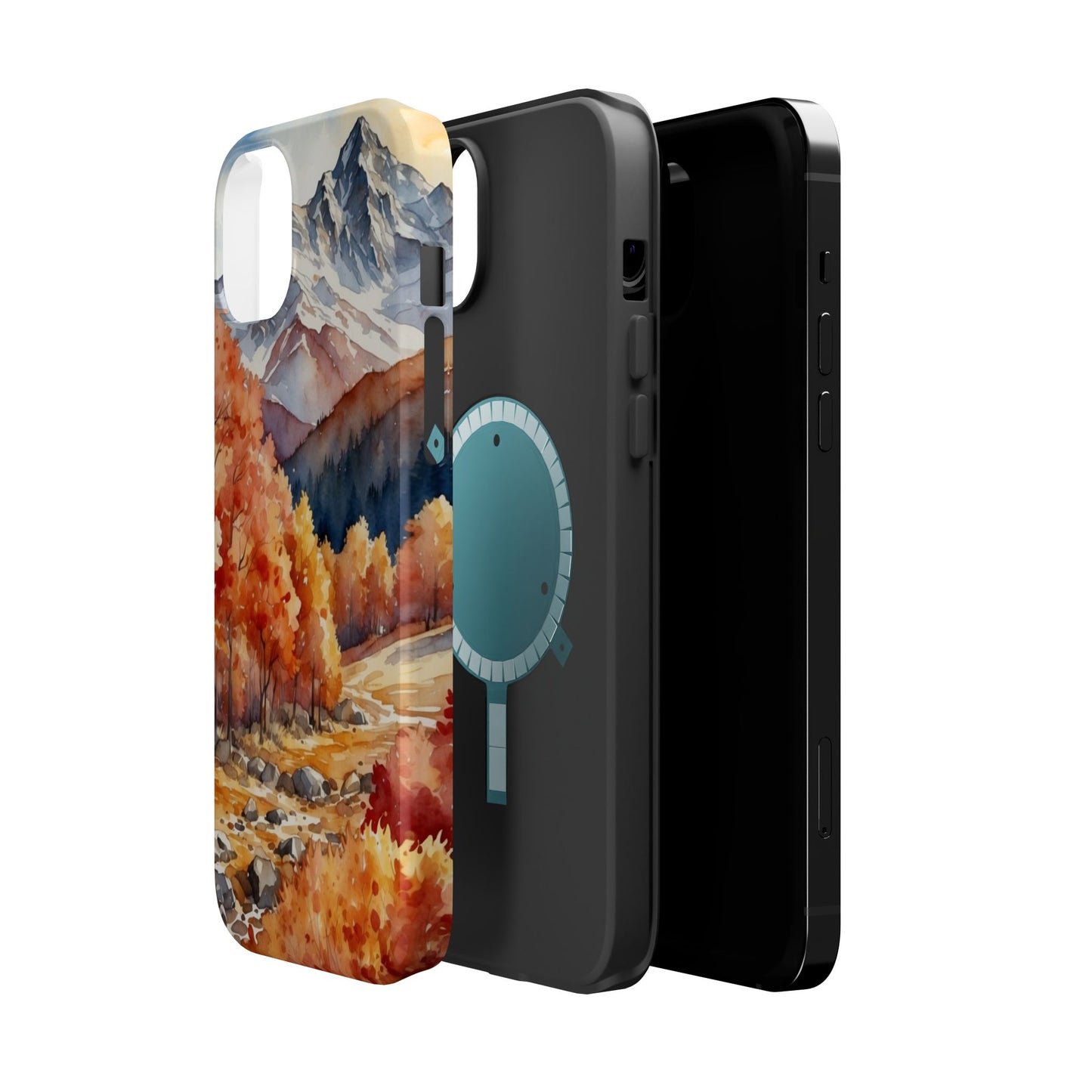 Watercolor Autumn Forest and Mountains - MagSafe iPhone Case