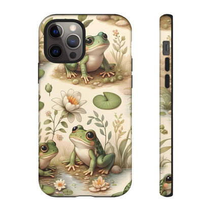 Cute Frogs Phone Case - Pond Pals Frolic - Charming Frog Lily Pad Phone Case for iPhone, Google & Samsung! Great Gift For Any Frog Lover!