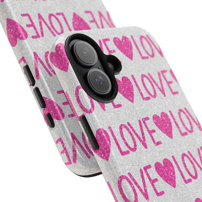 Pink Glitter Love Pattern – iPhone Series Case