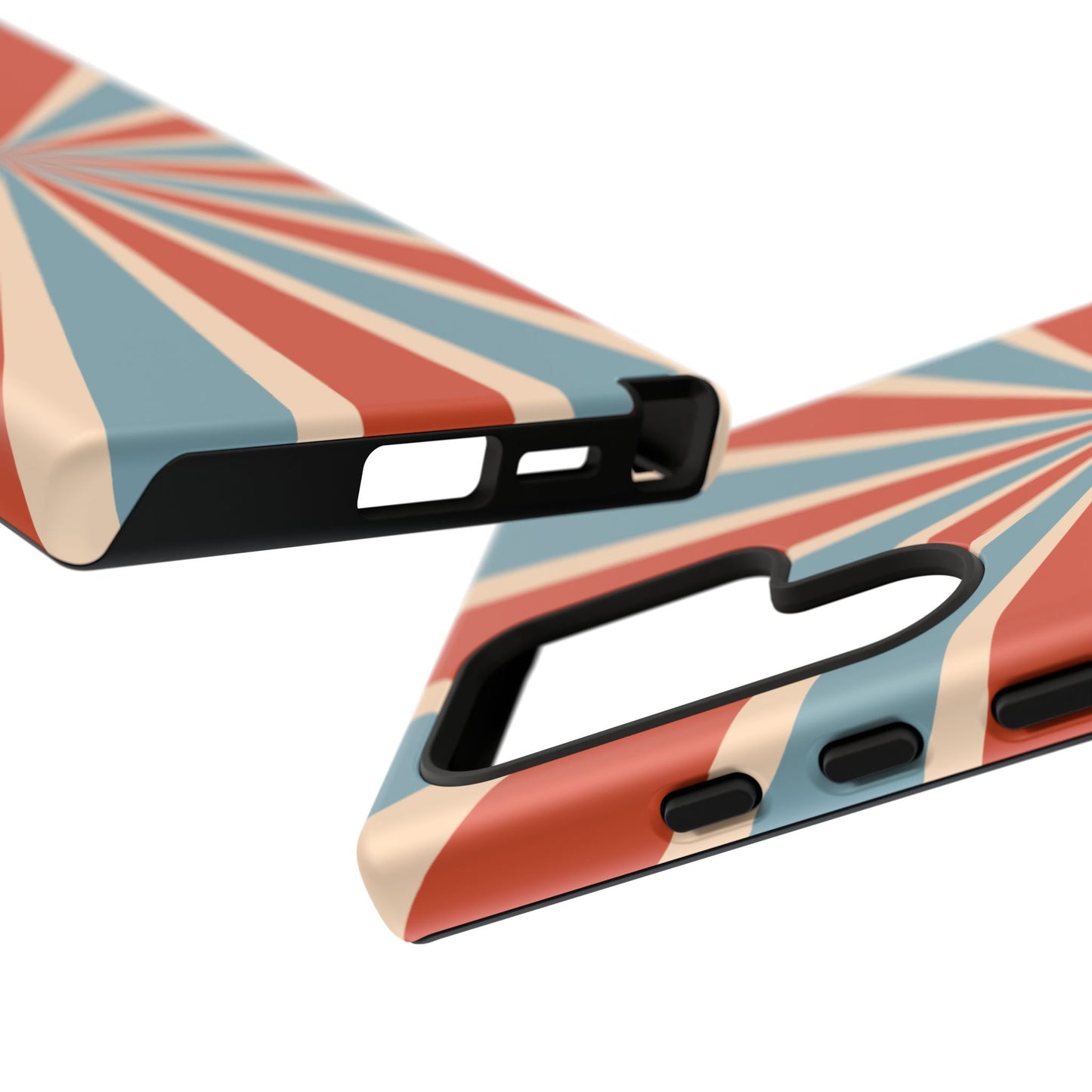 Vintage Blue & Red Sunburst Samsung Galaxy Case – Bold Geometric Pattern, Shock-Resistant Cover