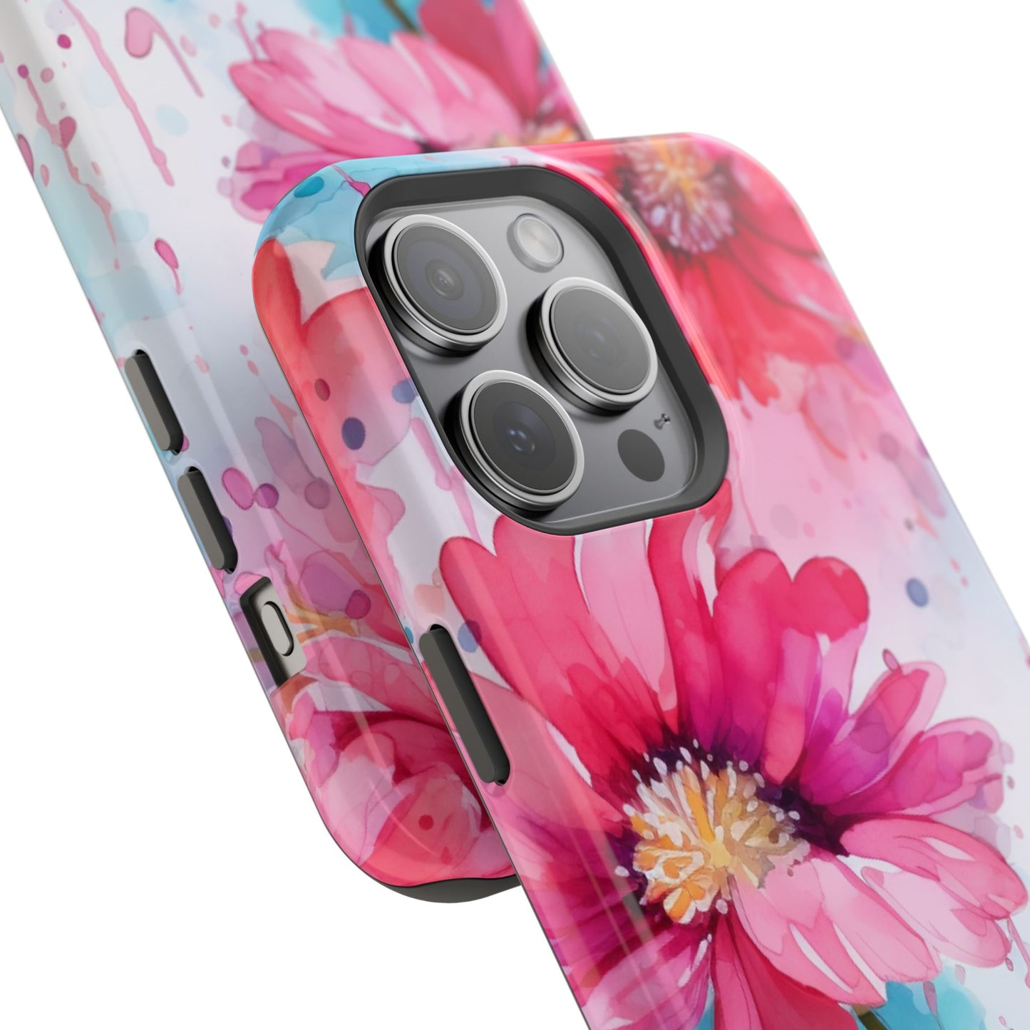 Vibrant Watercolor Red & Pink Floral - MagSafe iPhone Case