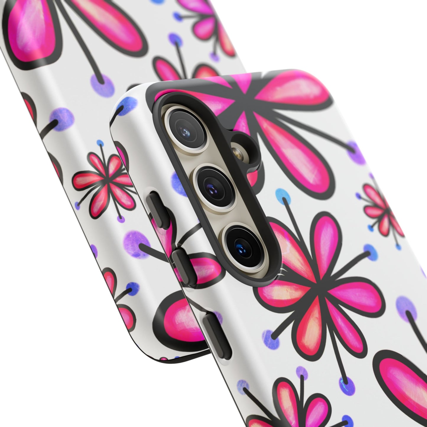 Pink Retro Bloom Samsung Galaxy Case – Ultra-Slim Design, Glossy Finish