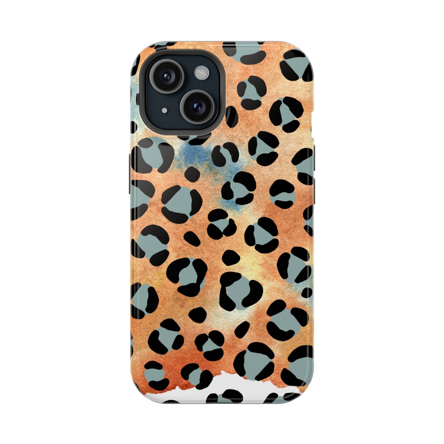 Sunset Watercolor Leopard Print Tough MagSafe iPhone Case – Artistic Animal Pattern with Dual-Layer Protection