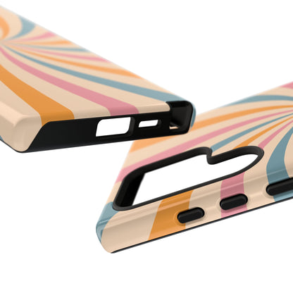 Retro Swirl Pattern Samsung Galaxy Case – Bold 70s Vibe in Pink, Orange, and Teal