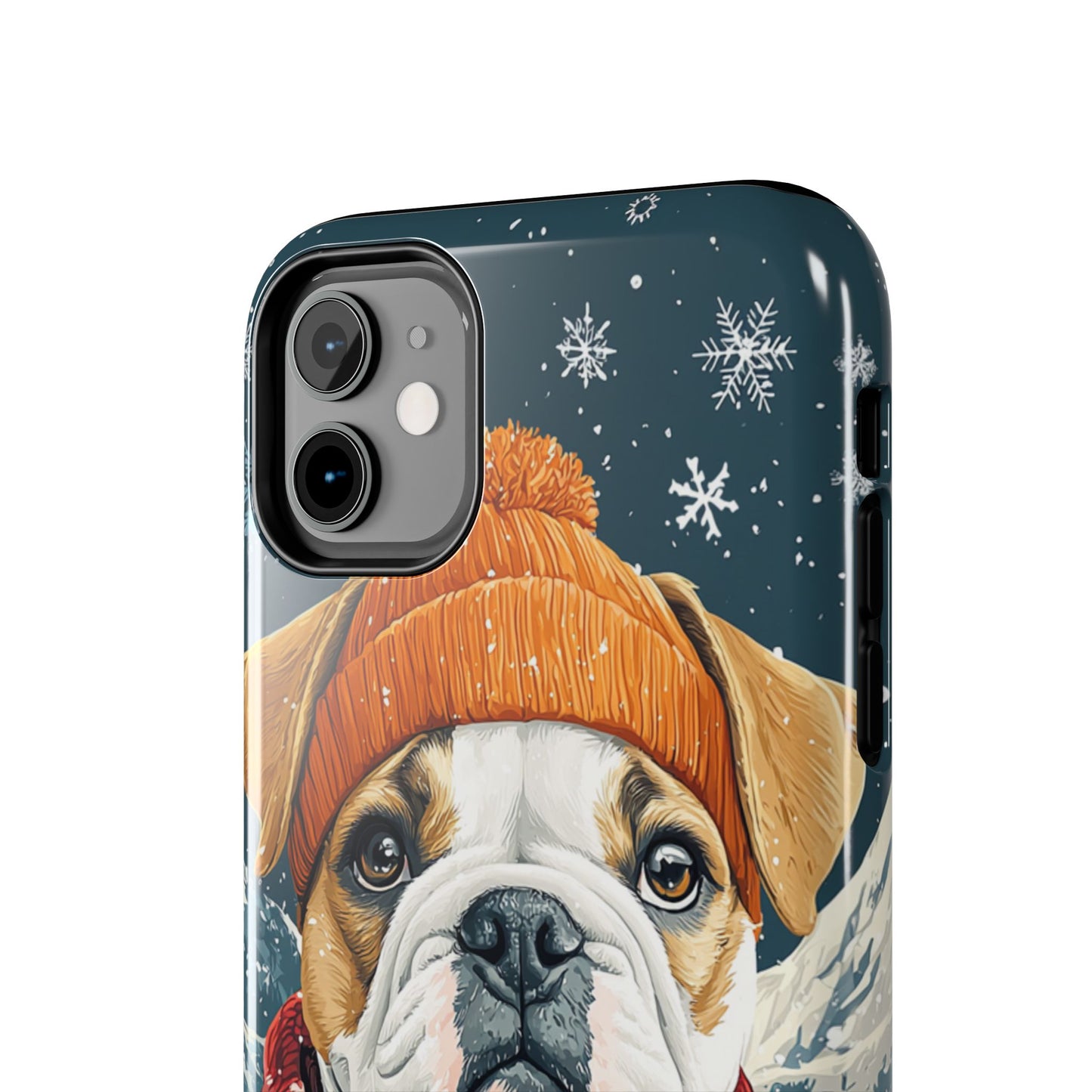 Cozy French Bulldog iPhone Case – Rustic Fireplace Protective Cover