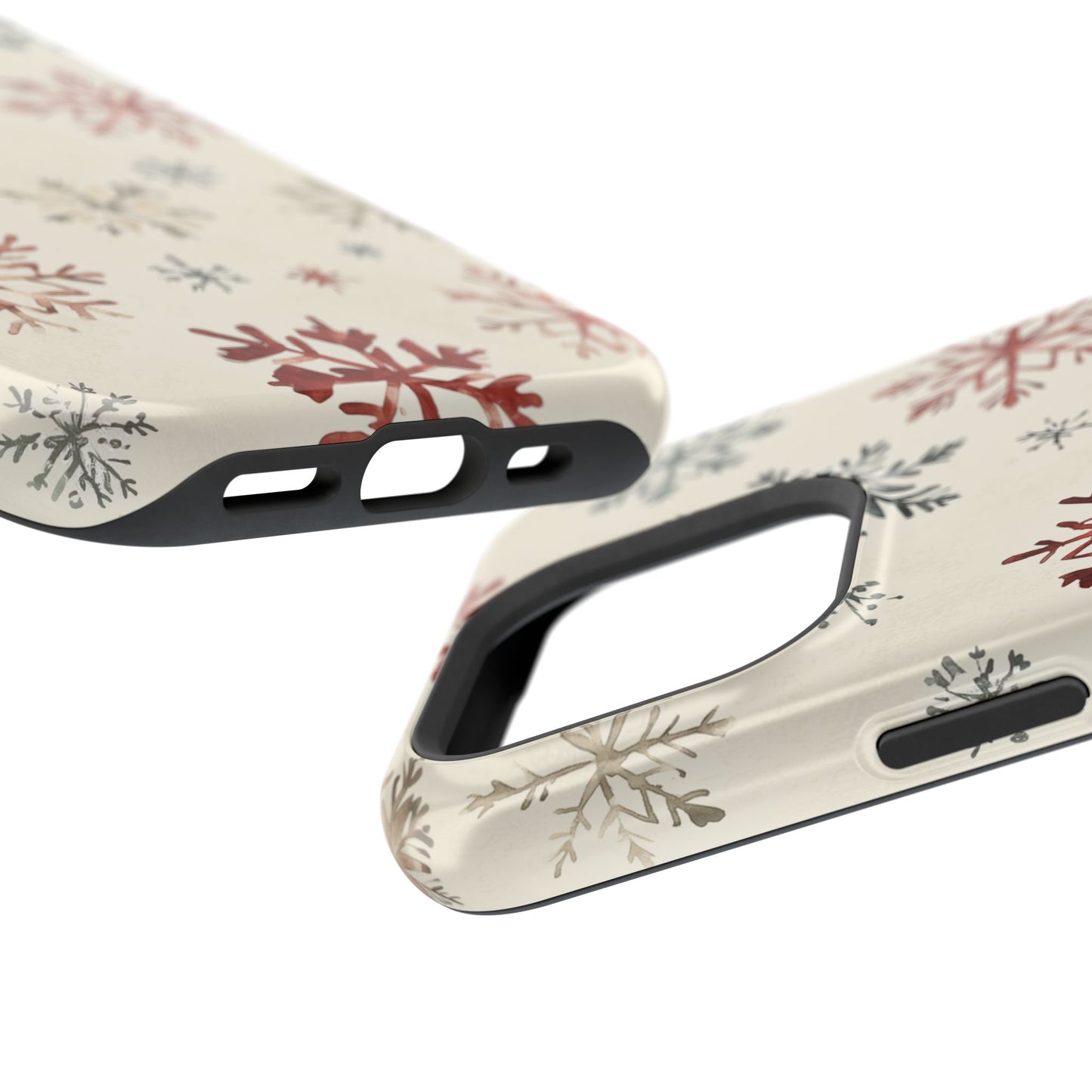 Vintage Red and Gray Snowflake Pattern – MagSafe iPhone Series Case