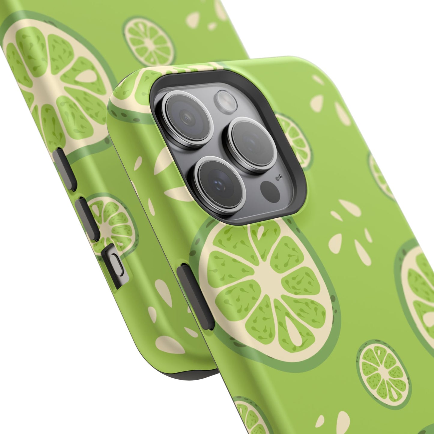 Zesty Lime Splash Tough MagSafe iPhone Case – Fresh Citrus Design, Dual-Layer Protection