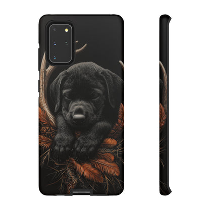 Charming Black Labrador Puppy on Feathers Samsung Galaxy Case