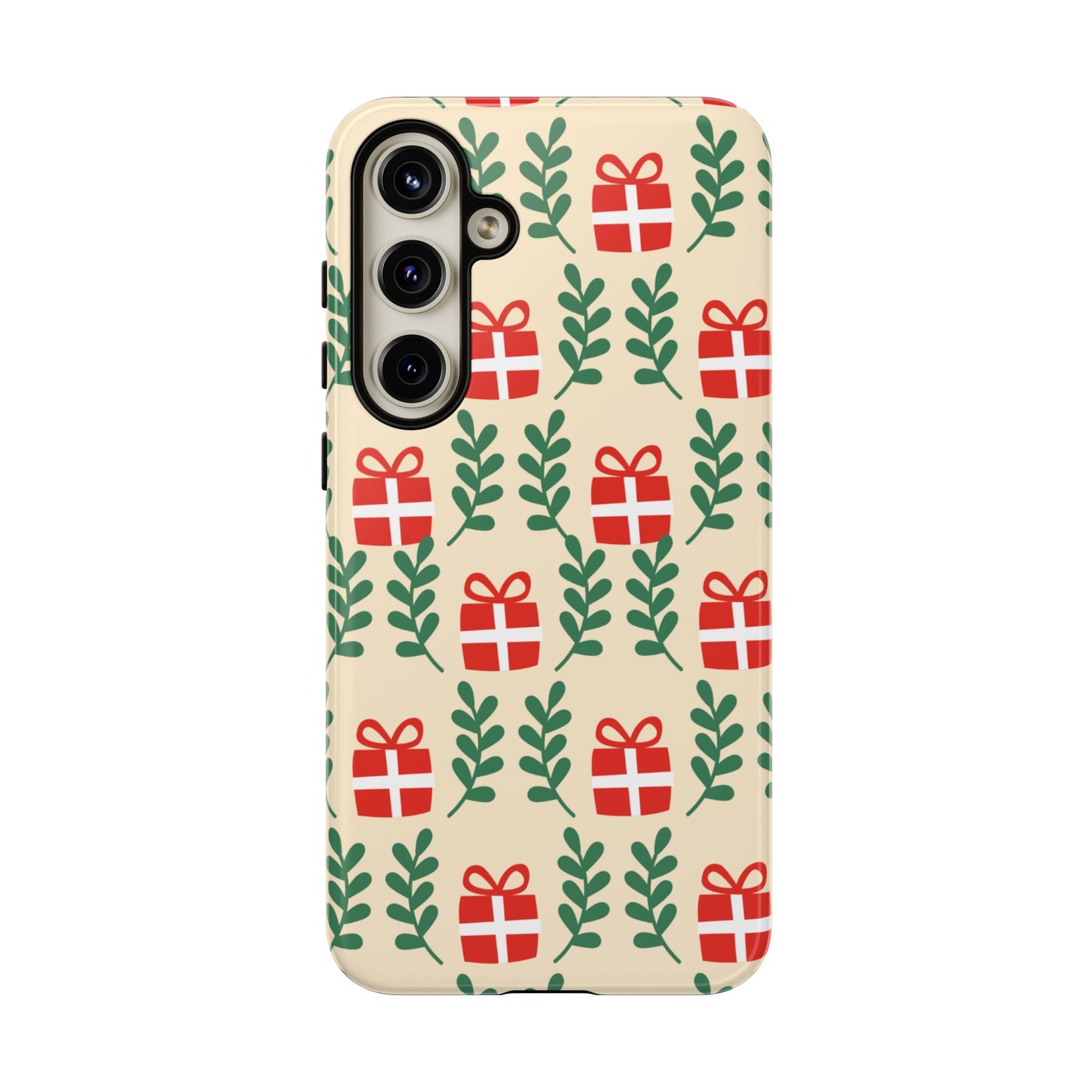 Samsung Galaxy Case: Holiday Cheer – Red Gifts & Green Leaves