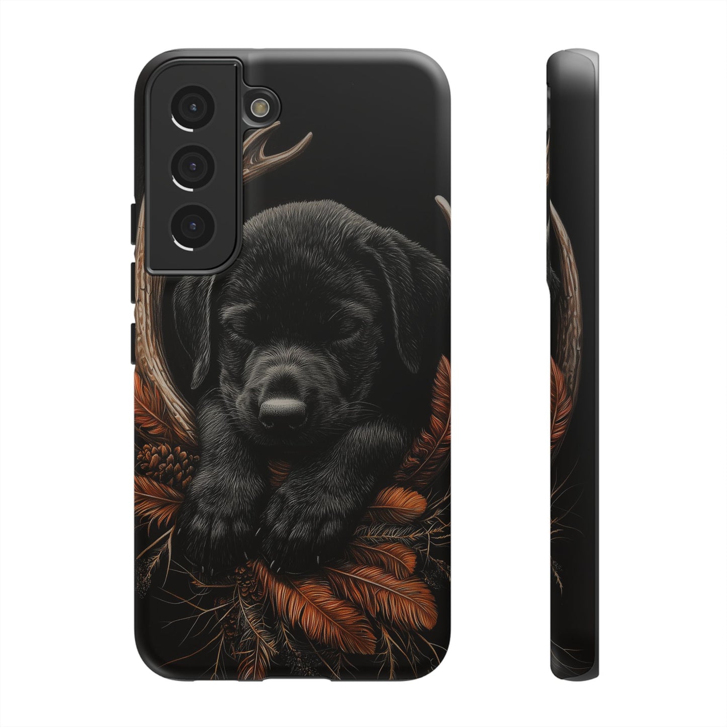 Charming Black Labrador Puppy on Feathers Samsung Galaxy Case