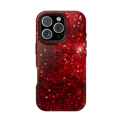 Crimson Glow Glitter MagSafe Case