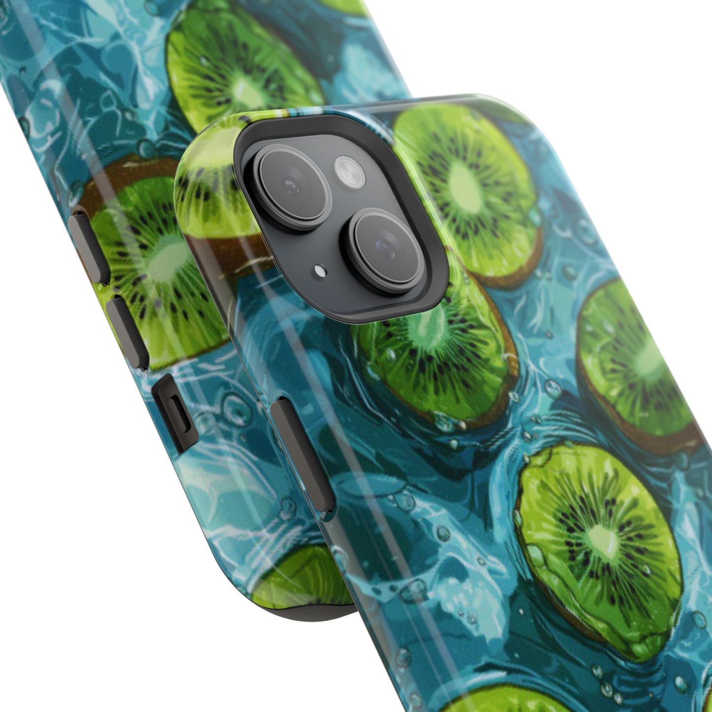 Tropical Kiwi Splash MagSafe iPhone Case – Tough Dual-Layer, Vibrant Summer Design