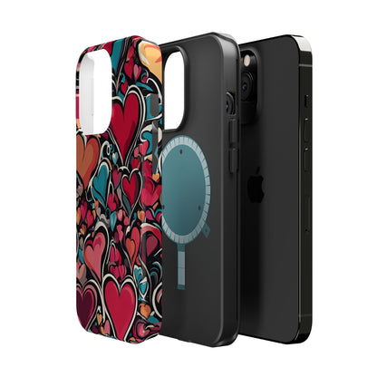 Vibrant Multicolor Heart Art – MagSafe-Compatible iPhone Case