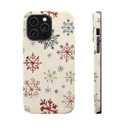 Vintage Red and Gray Snowflake Pattern – MagSafe iPhone Series Case