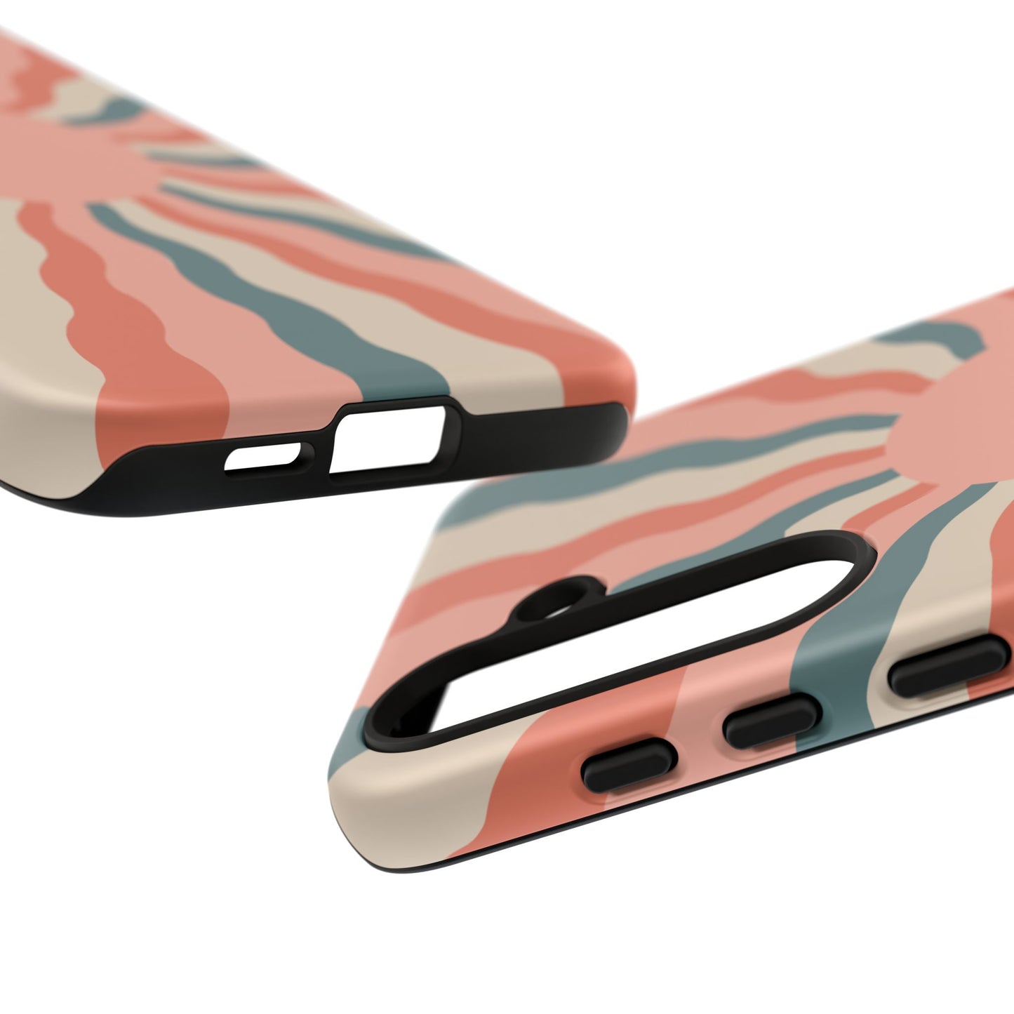 Retro Sunburst Samsung Galaxy Case – Bold 70s-Inspired Waves in Coral, Teal, and Cream