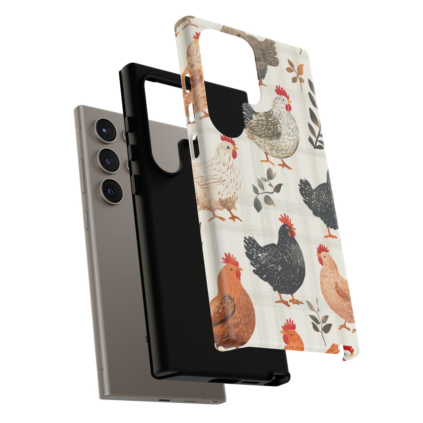 Samsung Galaxy Case: Vintage Chicken & Leaves – Farmhouse Style Case