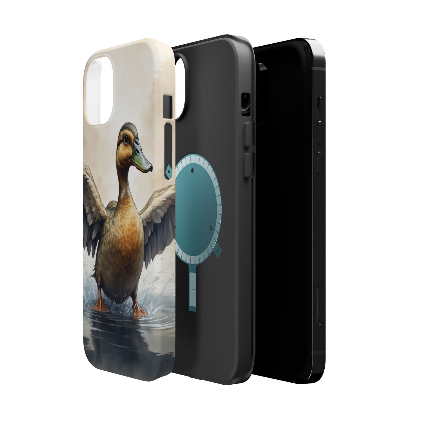 Graceful Duck in Watercolor Scene - MagSafe iPhone Case