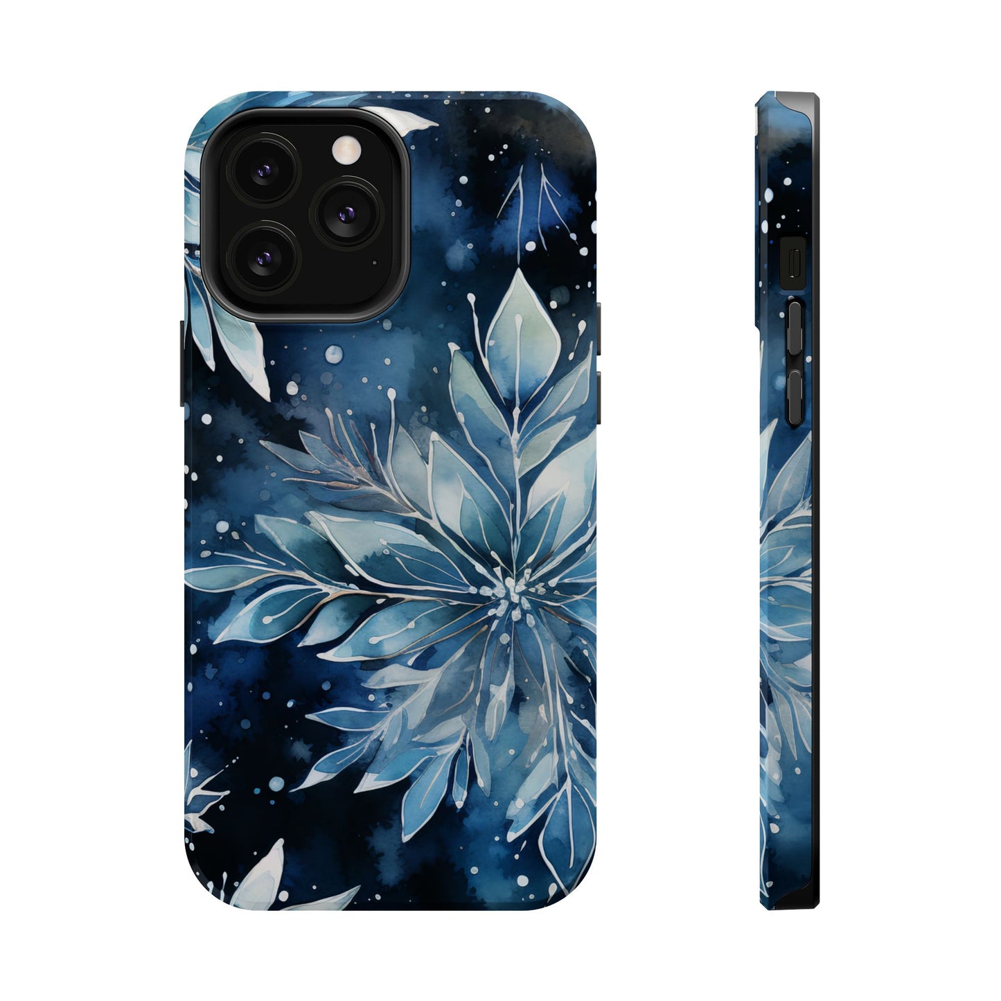 Winter’s Embrace – Blue Snowflake MagSafe iPhone Case