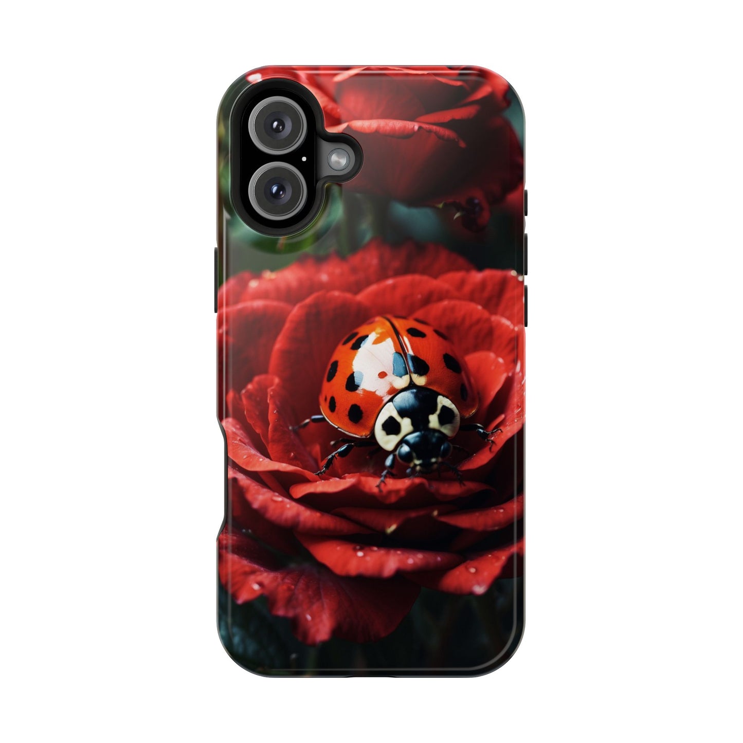 Elegant Rose & Ladybug Charm - MagSafe iPhone Case