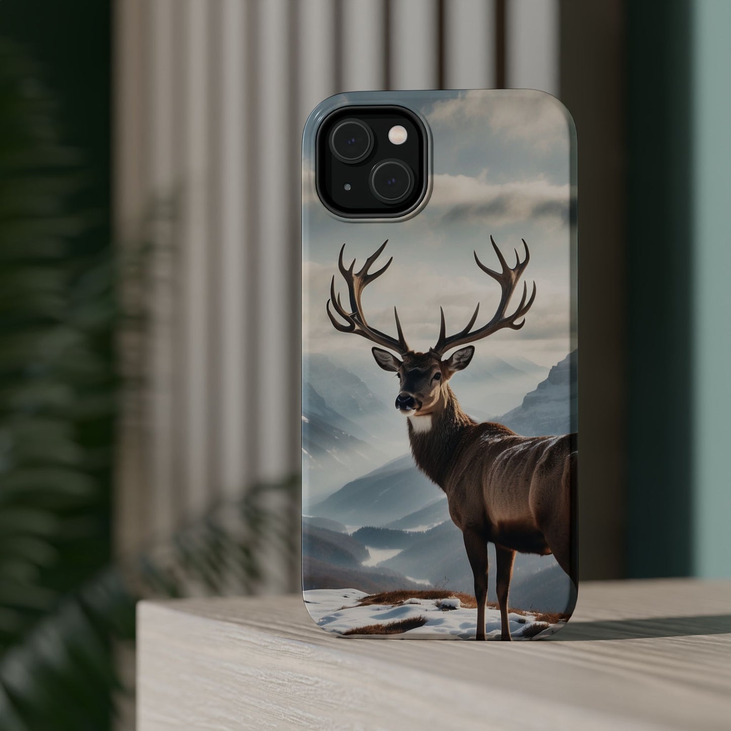 Alpine Majesty: Stag in Snow – MagSafe iPhone Case