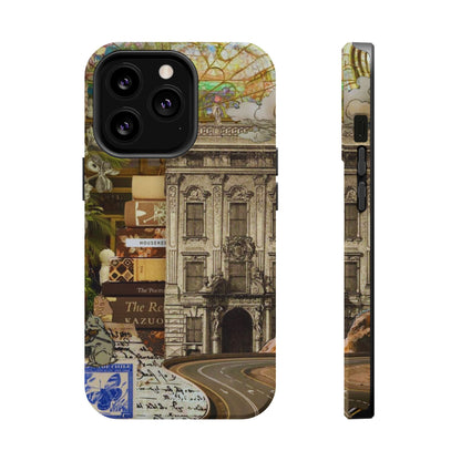 Whimsical Road Trip Collage MagSafe iPhone Case – Dual-Layer Protection with Vintage Art and Adventure Design