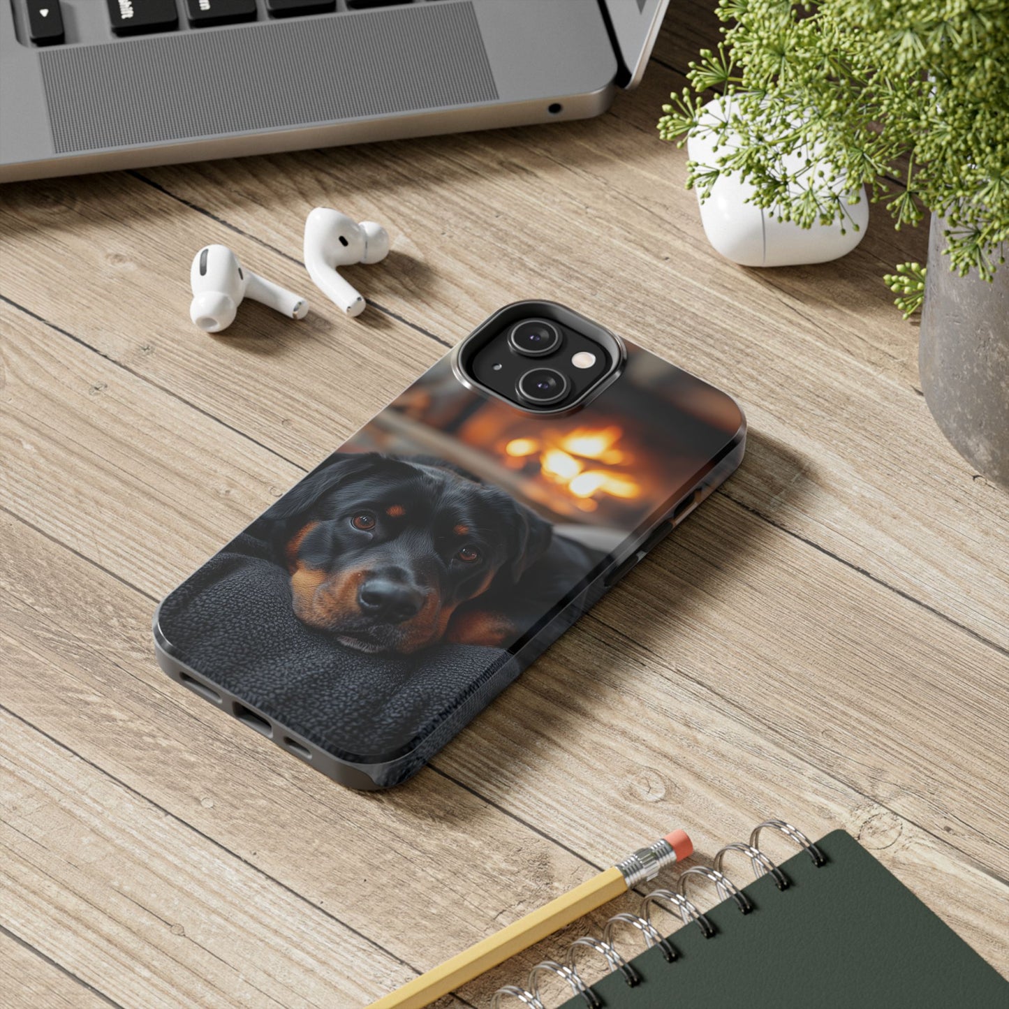 Warm Rottweiler by the Fireplace Samsung Galaxy Case – Rustic Charm for Dog Lovers