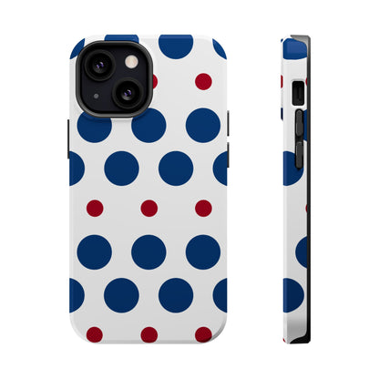 Bold Navy & Red Polka Dot Pattern – MagSafe iPhone Case