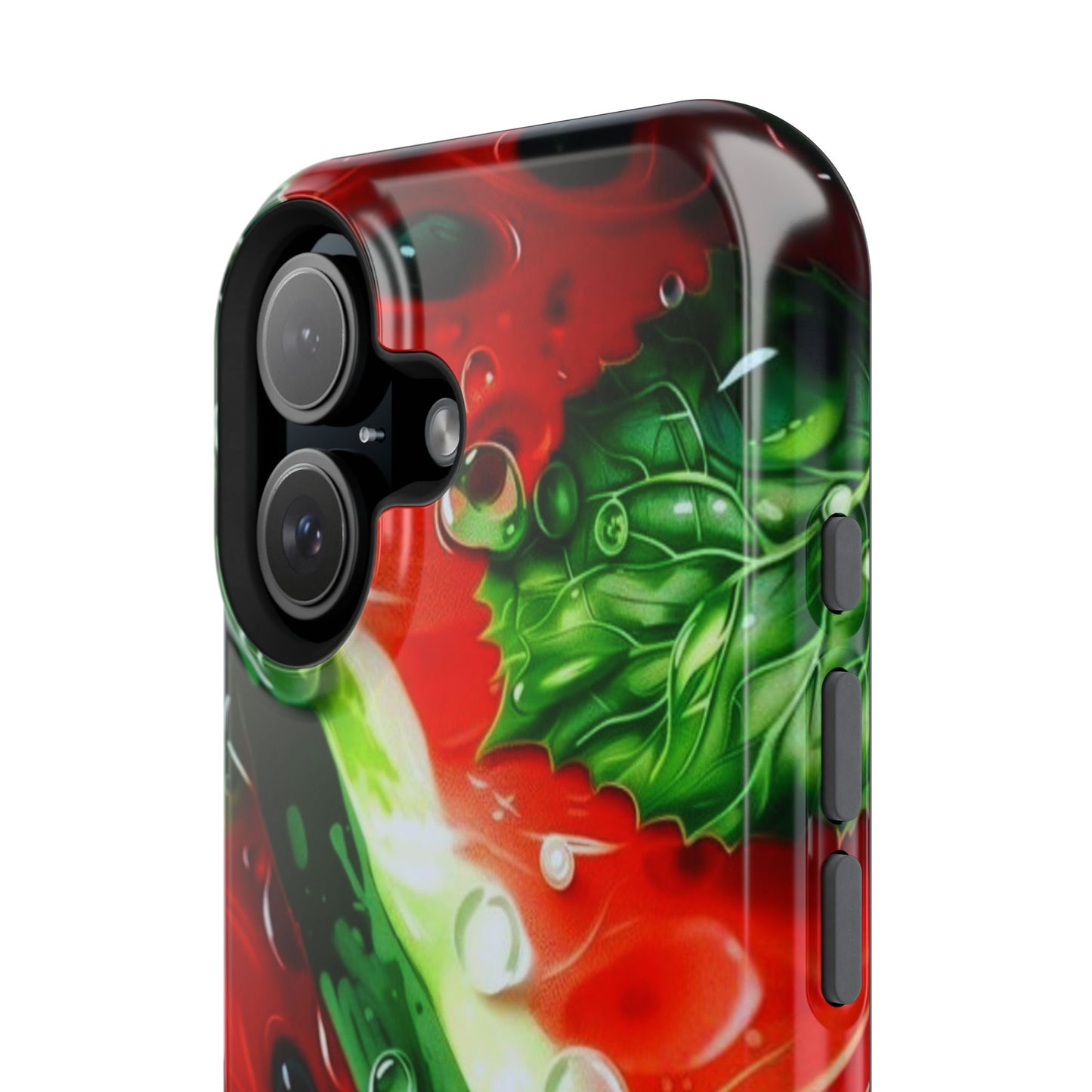 Juicy Watermelon & Mint MasSafe iPhone Case – Tough Dual-Layer, Vibrant Summer Design