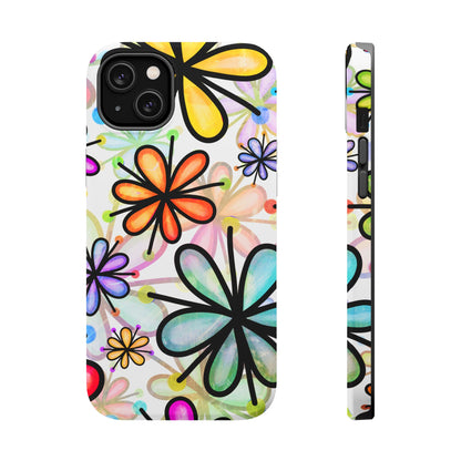 Retro Floral Pop MagSafe iPhone Case – Ultra-Slim Design, High-Gloss Finish