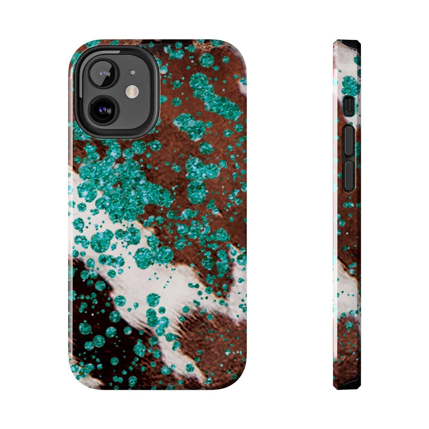 Teal Glitter Cowhide - iPhone Series Case