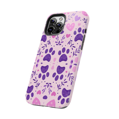 Pastel Paw Print iPhone Case - Cute Pet-Themed Floral Protective Cover