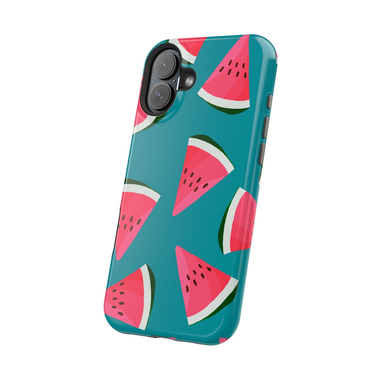 Watermelon Bliss MagSafe iPhone Case – Vibrant Summer Fruit Design on Teal Background