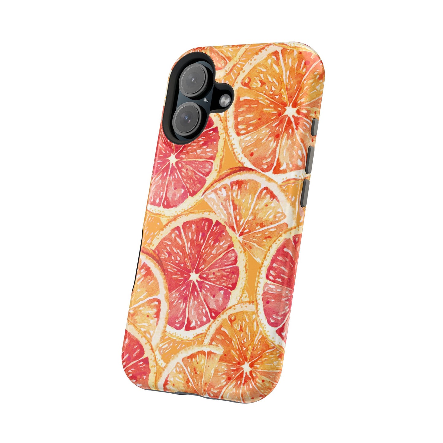 Watercolor Citrus Splash Tough MagSafe iPhone Case – Vibrant Fruit Print, Shock-Resistant Design