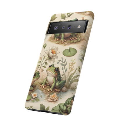 Cute Frogs Phone Case - Pond Pals Frolic - Charming Frog Lily Pad Phone Case for iPhone, Google & Samsung! Great Gift For Any Frog Lover!