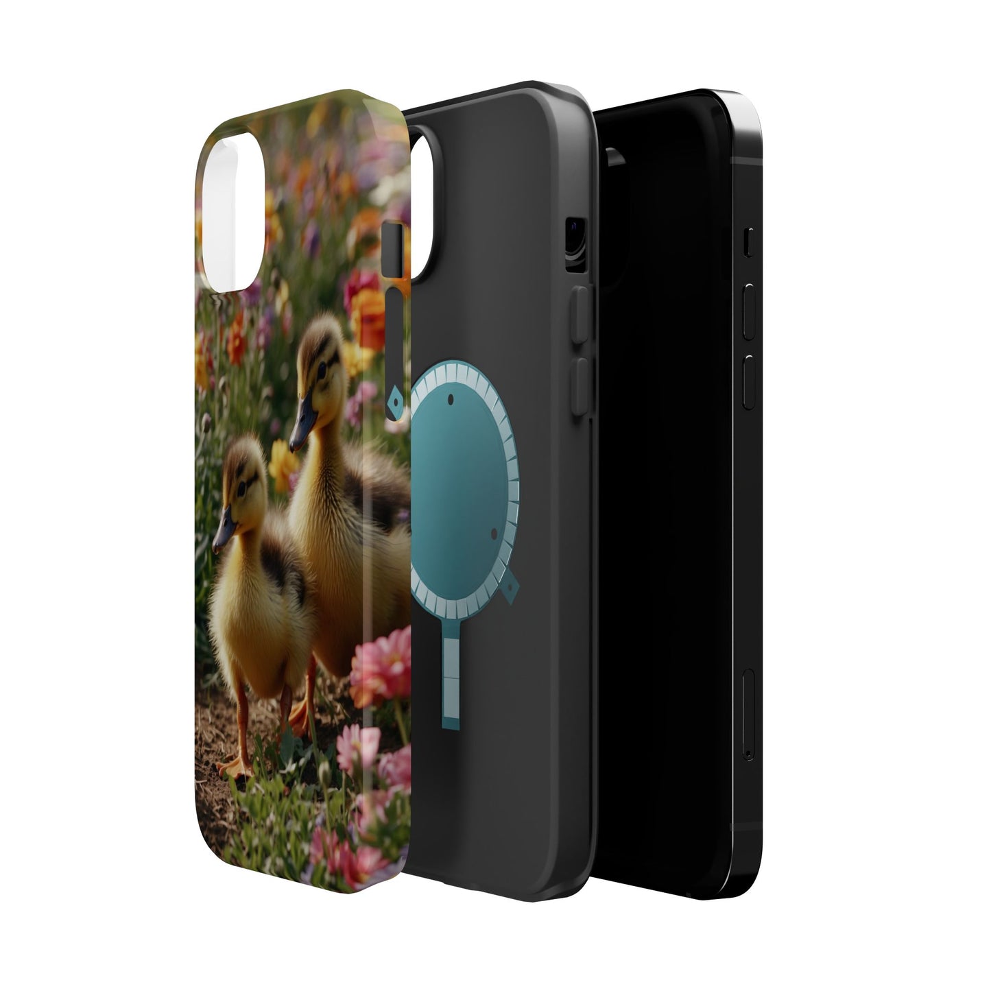 Charming Ducklings in Floral Garden - MagSafe iPhone Case