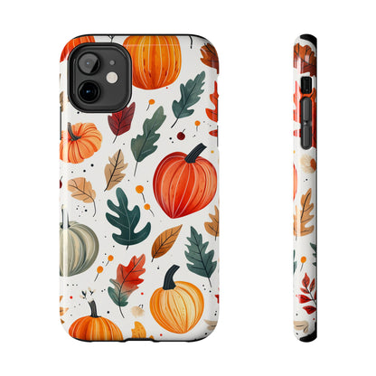 Autumn Harvest iPhone Case - Pumpkin and Fall Leaf Design