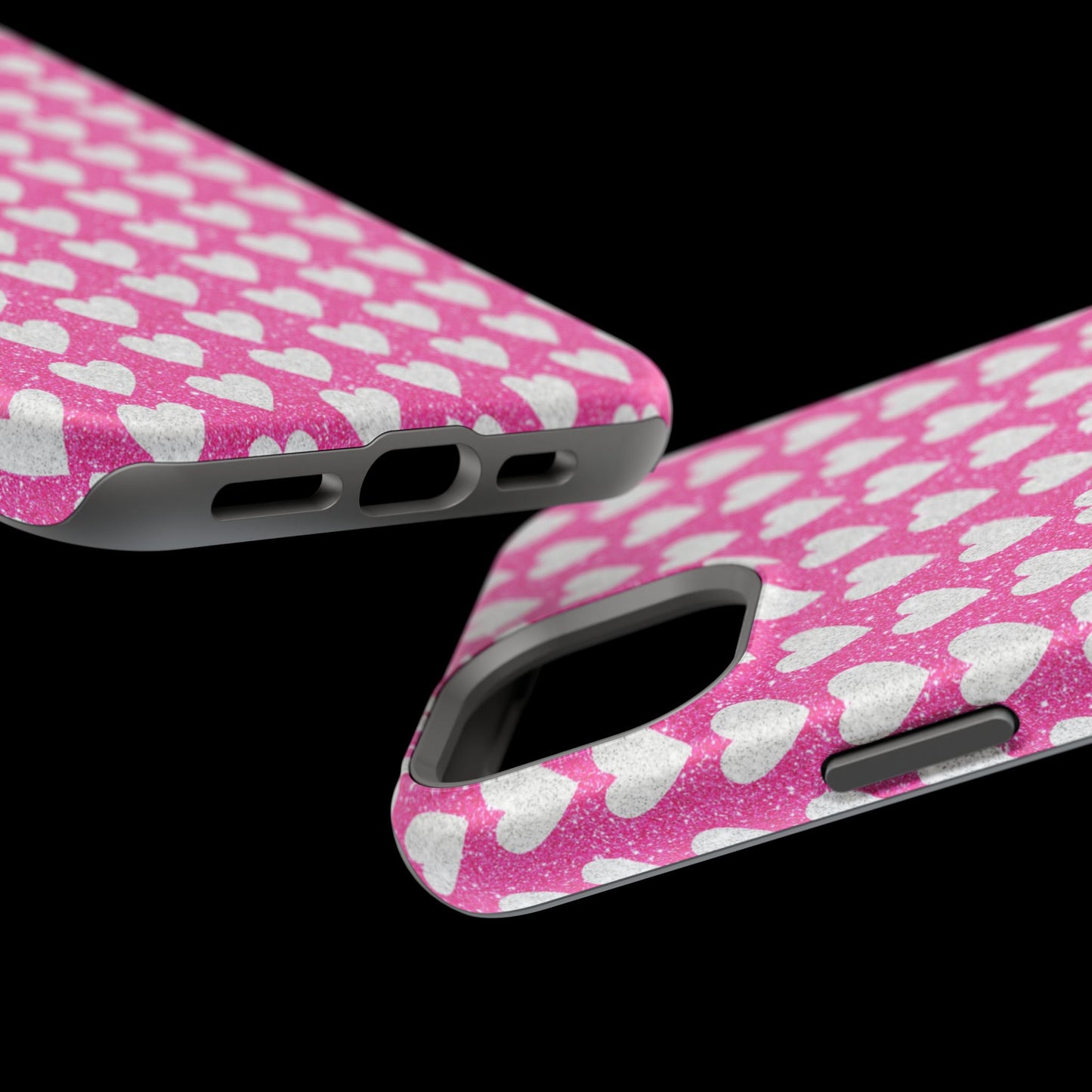 Pink Glitter Heart Pattern MagSafe Case