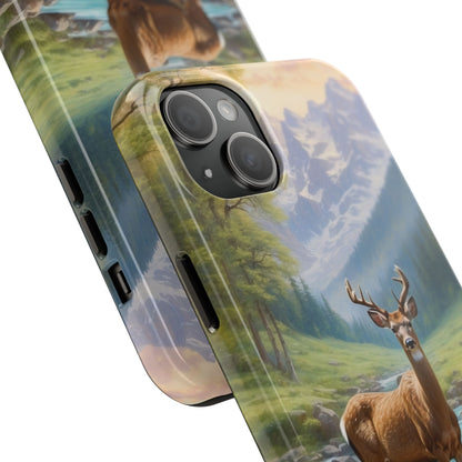 Alpine Serenity – Stag in Mountain Bliss iPhone Cases