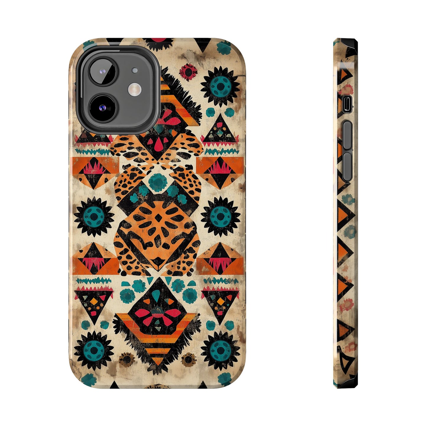 Bohemian Leopard & Tribal Floral Tough iPhone Case – Vibrant Eclectic Design, Dual - Layer Protection - BOGO Cases