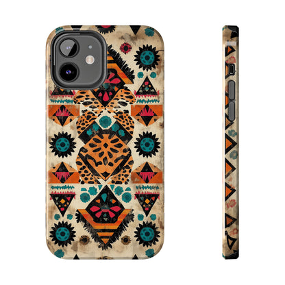 Bohemian Leopard & Tribal Floral Tough iPhone Case – Vibrant Eclectic Design, Dual - Layer Protection - BOGO Cases