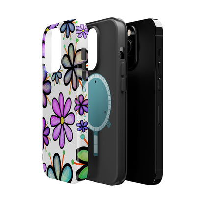 Whimsical Lavender Floral MagSafe iPhone Case – Ultra-Slim, High-Gloss Finish