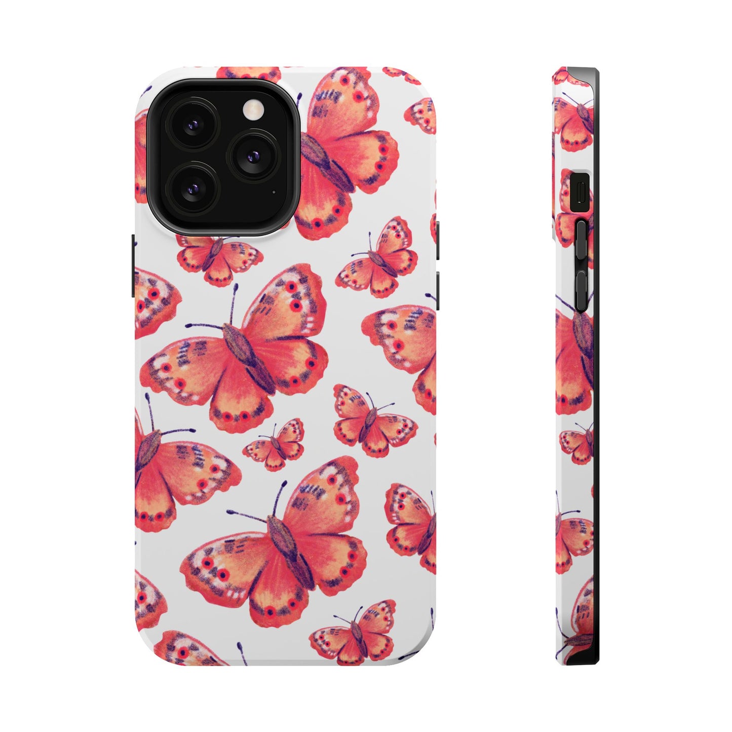 Coral Butterfly MagSafe iPhone Case – Slim, Protective Design with Bold Watercolor Print