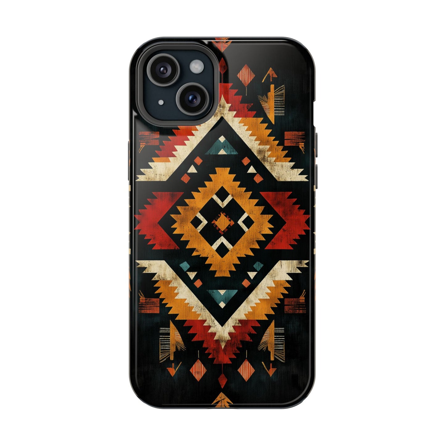 Southwestern Tribal Diamond Tough MagSafe iPhone Case – Bold Geometric Pattern, Dual-Layer Protection