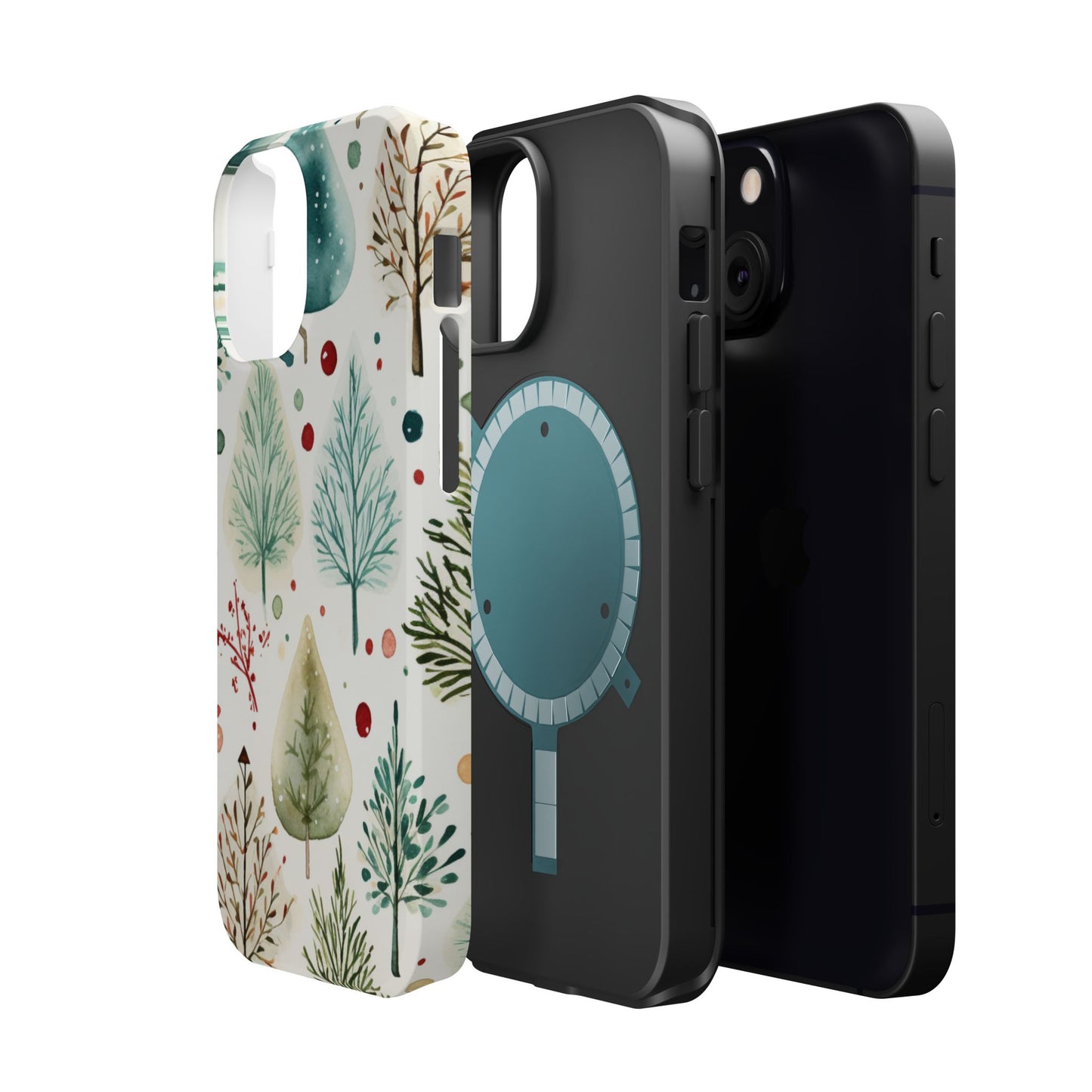 Watercolor Winter Trees MagSafe iPhone Case – Nature-Inspired, Holiday Theme Protective Cover