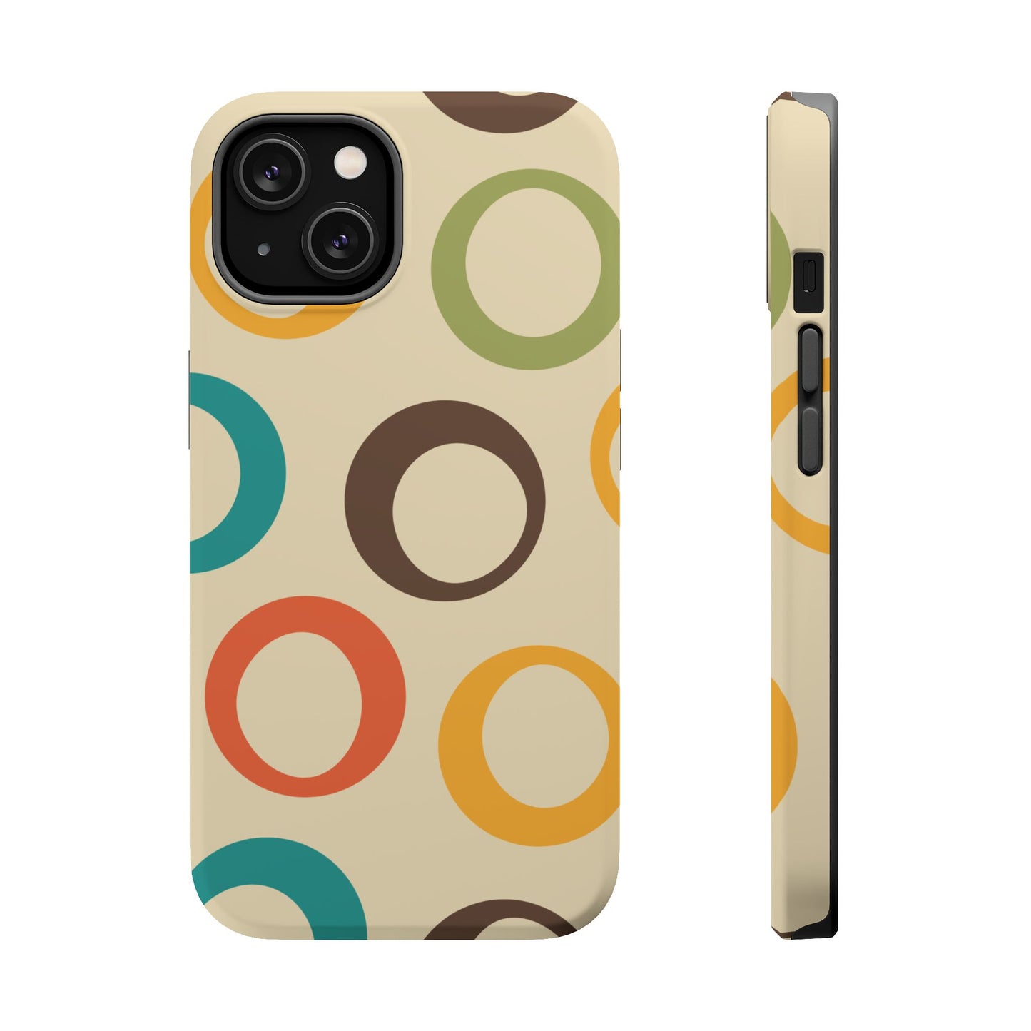 Retro Colorful Rings MagSafe iPhone Case – Shockproof, Matte Finish, Dual-Layer Protection