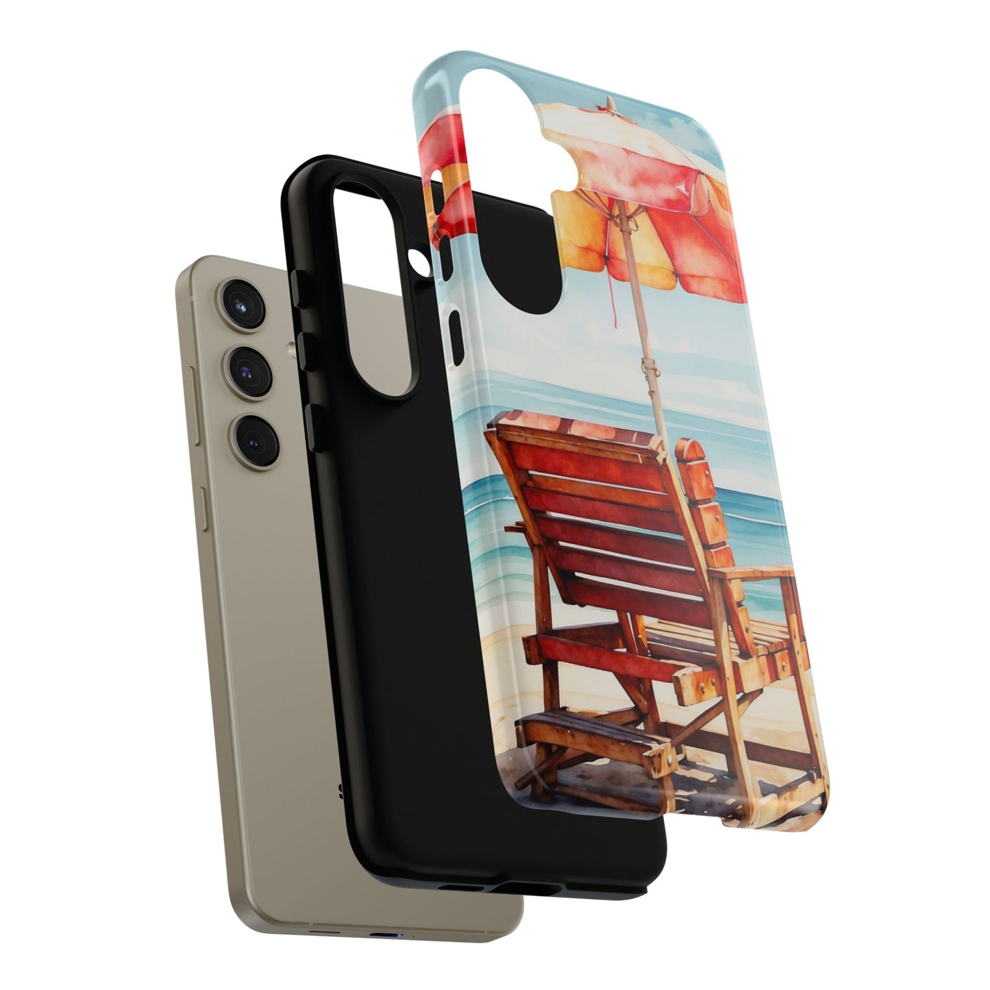 Beachfront Sunset Lounge Samsung Galaxy Case – Vibrant Watercolor Design