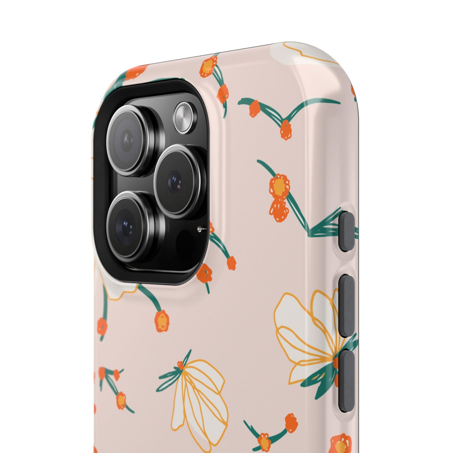 Elegant Magnolia Blossom Tough MagSafe iPhone Case – Soft Blush Background, Shock-Resistant Design